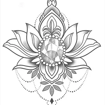 PRINT FACTORY Временная переводная татуировка под грудь - Лотос