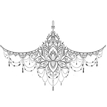 PRINT FACTORY Временная Переводная Татуировка Под Грудь Лотос