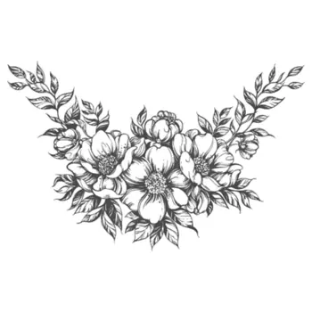 PRINT FACTORY Временная Татуировка на зону декольте Нежные цветы