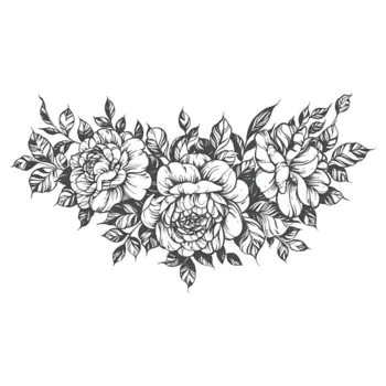 PRINT FACTORY Временная татуировка на зону Декольте Пионы