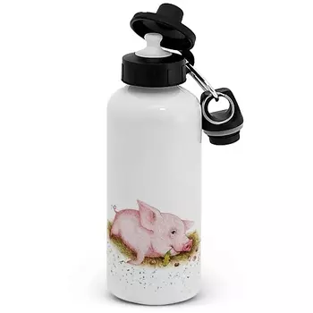 PRIORITY Бутылка для воды алюминиевая 500 мл "Наглая рыжая морда" Счастливый поросенок