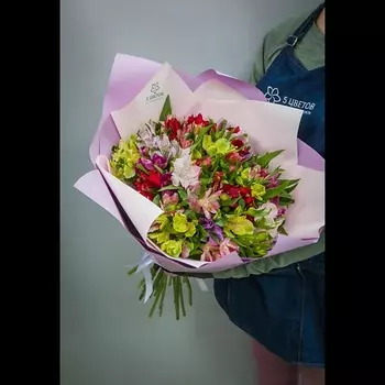 ПЯТЬ ЦВЕТОВ Букет 25 альстромерий микс