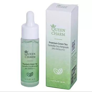 QUEEN CHARM Ампульная сыворотка для лица с зелёным чаем и центеллой азиатской