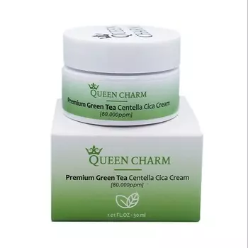 QUEEN CHARM Крем для лица увлажняющий с зелёным чаем и центеллой азиатской 8%