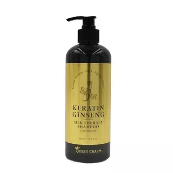 QUEEN CHARM Восстанавливающий шампунь для волос с кератином и 10% экстрактом женьшеня