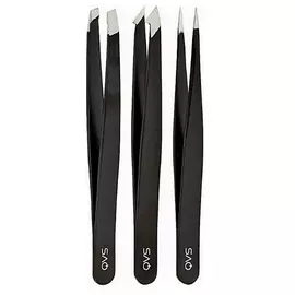 QVS Набор из трех пинцетов точечный, комби, скошенный