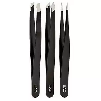 QVS Набор из трех пинцетов точечный, комби, скошенный