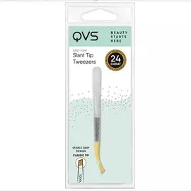 QVS Пинцет эргономичный скошенный золото