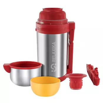 RELAXIKA Термос 1.2 литра для еды и напитков с широким горлом, ручкой и ремешком