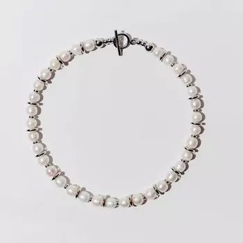 РЕСУРС Чокер из белого жемчуга со стальными дисками