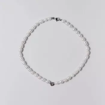 РЕСУРС Чокер из рисовидного жемчуга со стальным сердцем