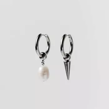 РЕСУРС Серьги с шипом и жемчужиной