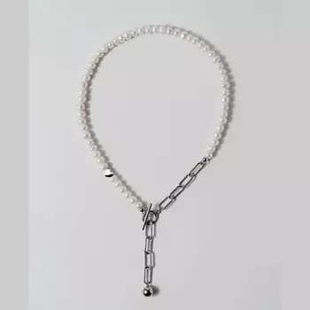 РЕСУРС Жемчужное колье с сердцем и цепью