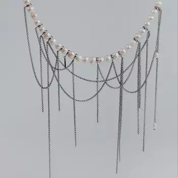 РЕСУРС Жемчужный чокер с цепочками