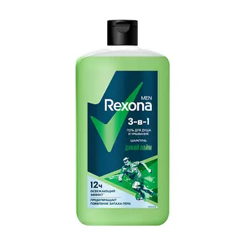 REXONA РЕКСОНА MEN Гель для душа, умывания и шампунь 3 в 1 Дикий Лайм