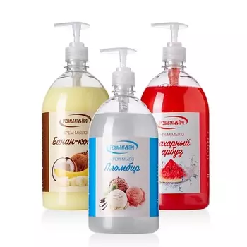 РЕЗУЛЬТАТ.ПРО Набор жидкое мыло для рук и тела Пломбир, Банан-кокос, Сахарный арбуз 1.0