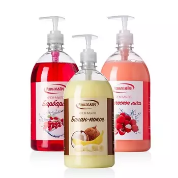РЕЗУЛЬТАТ.ПРО Набор жидкое мыло для рук и тела Банан-кокос, Барбарис, Тропическое личи 1.0
