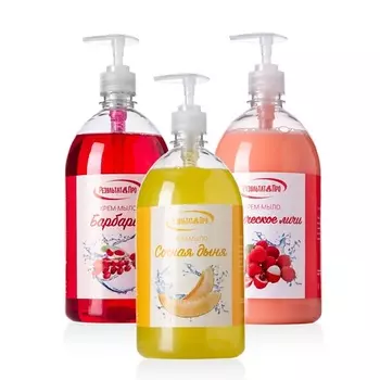 РЕЗУЛЬТАТ.ПРО Набор жидкое мыло для рук и тела Сочная дыня, Барбарис, Тропическое личи 3000.0