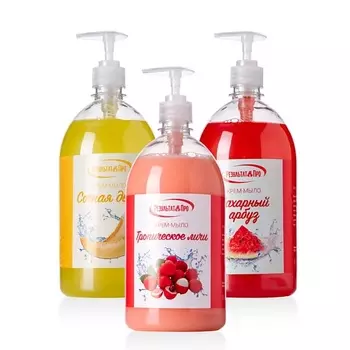 РЕЗУЛЬТАТ.ПРО Набор жидкое мыло для рук и тела Тропическое личи, Сочная дыня, Сахарный арбуз 3000.0