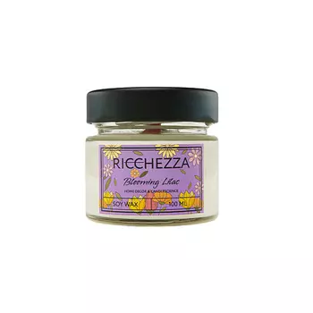 RICCHEZZA Свеча ароматическая с деревянным фитилем «Цветущая сирень»