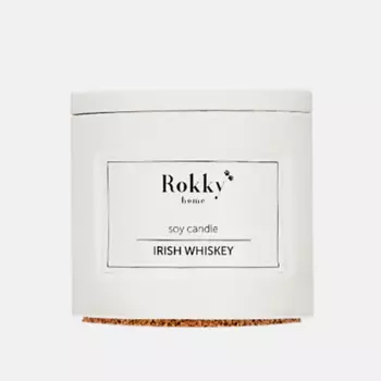 ROKKYHOME Ароматическая свеча "Ирландский виски" с деревянным фитилем 125.0