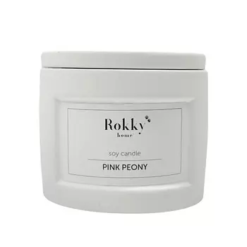 ROKKYHOME Ароматическая свеча "Розовый пион" с деревянным фитилем 125.0
