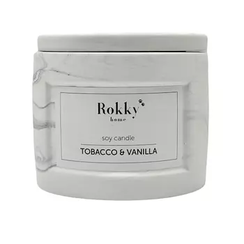 ROKKYHOME Ароматическая свеча "Табак&Ваниль" с деревянным фитилем 125.0