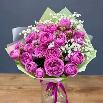 РОСА СТУДИЯ ЦВЕТОВ Букет из кустовых пионовидных роз Свит Дримс