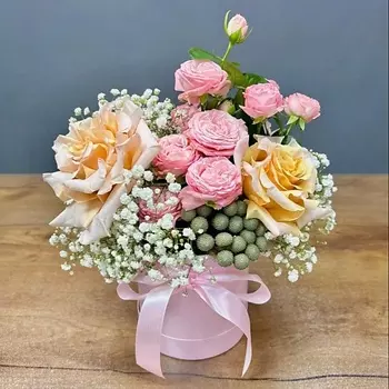 РОСА СТУДИЯ ЦВЕТОВ Розы в шляпной коробке