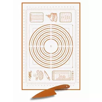 RUGES Коврик для раскатки и выпечки теста «БЕЙКЕР», большой, с ножом