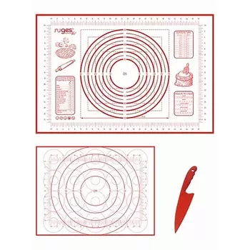 RUGES Набор силиконовых ковриков для раскатки и выпечки "БЕЙКЕР" с ножом