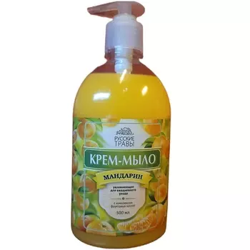 РУССКИЕ ТРАВЫ Крем-мыло увлажняющее для ежедневного ухода Мандарин с дозатором 500.0