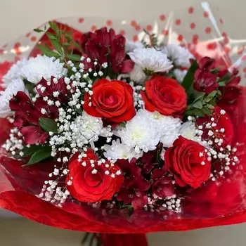 С ЛЮБОВЬЮ, РОЗА Букет из алых роз