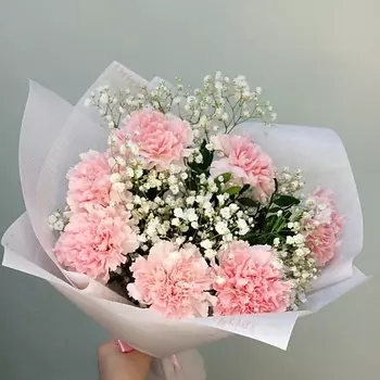 С ЛЮБОВЬЮ, РОЗА Букет с диантусами