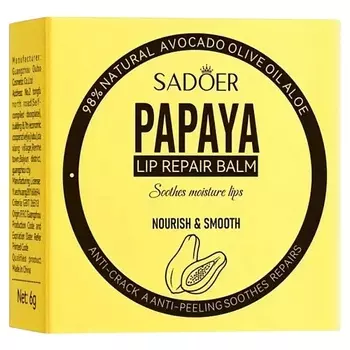 SADOER Бальзам против потрескавшихся губ восстанавливающий с папайей