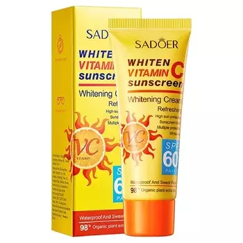 SADOER Крем для лица и тела SPF60+ осветляющий солнцезащитный с витамином С