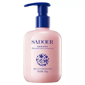 SADOER Крем для рук Cherry Blossom увлажняющий с витамином Е и мочевиной
