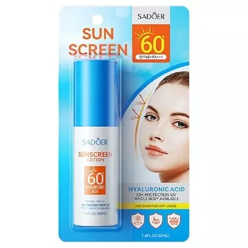 SADOER Лосьон для лица и тела SPF60 PA+++ с гиалуроновой кислотой