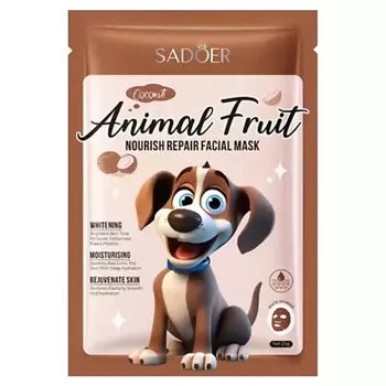 SADOER Маска для лица Animal Fruit питательная восстанавливающая с кокосом