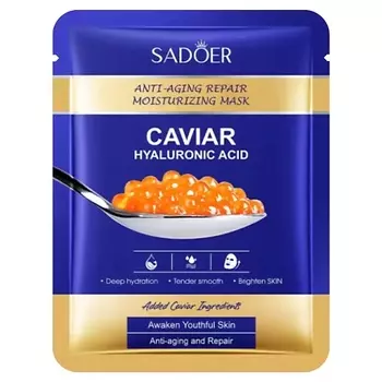 SADOER Маска для лица антивозрастная и увлажняющая тканевая с экстрактом икры