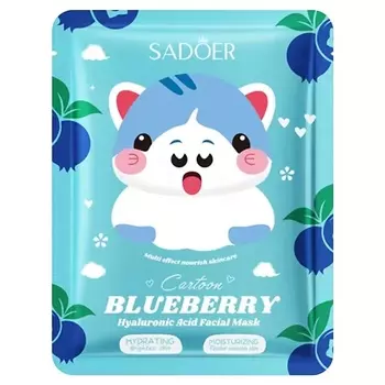 SADOER Маска для лица Cartoon с экстрактом черники и гиалуроновой кислотой