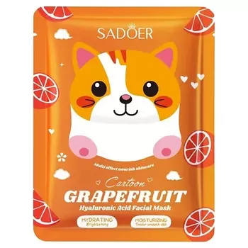 SADOER Маска для лица Cartoon с грейпфрутом и гиалуроновой кислотой