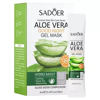 SADOER Маска для лица гелевая ночная увлажняющая с соком алоэ вера 20.0