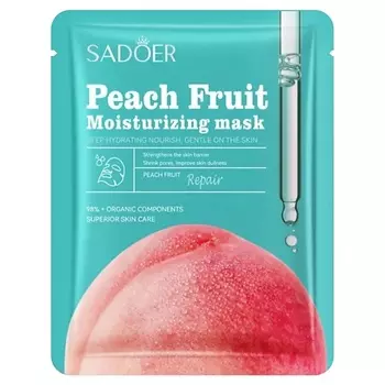 SADOER Маска для лица нежная увлажняющая тканевая с экстрактом персика