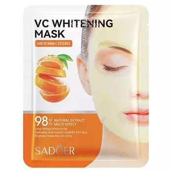 SADOER Маска для лица осветляющая тканевая с эссенцией и витамином С