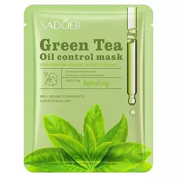 SADOER Маска для лица освежающая тканевая с экстрактом зеленого чая