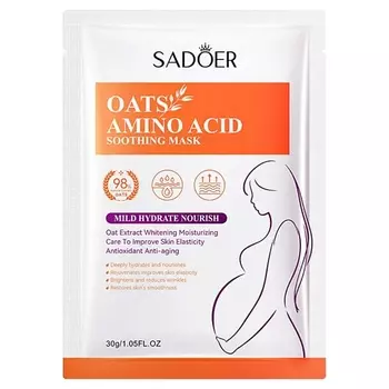 SADOER Маска для лица успокаивающая тканевая с экстр. овса и аминокислотами