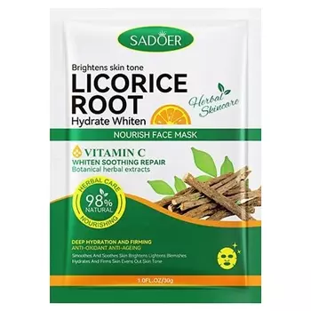 SADOER Маска для лица увлажняющая питательная с корнем солодки и витамином С