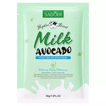 SADOER Маска для лица увлажняющая с экстрактом молока и авокадо