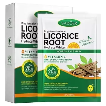 SADOER Маска для лица увлажняющая с экстрактом корня солодки и витамином С